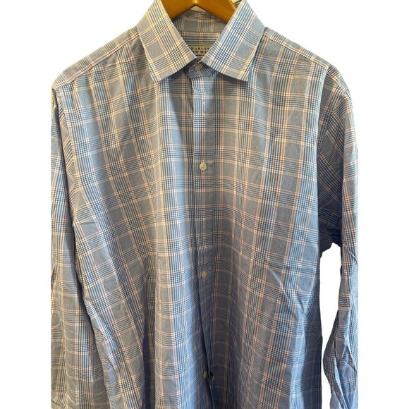 Charles Tyrwhit Men’s Red White Blue Check Button Down Shirt Cotton Sz 161/2 by - Picture 8 of 8